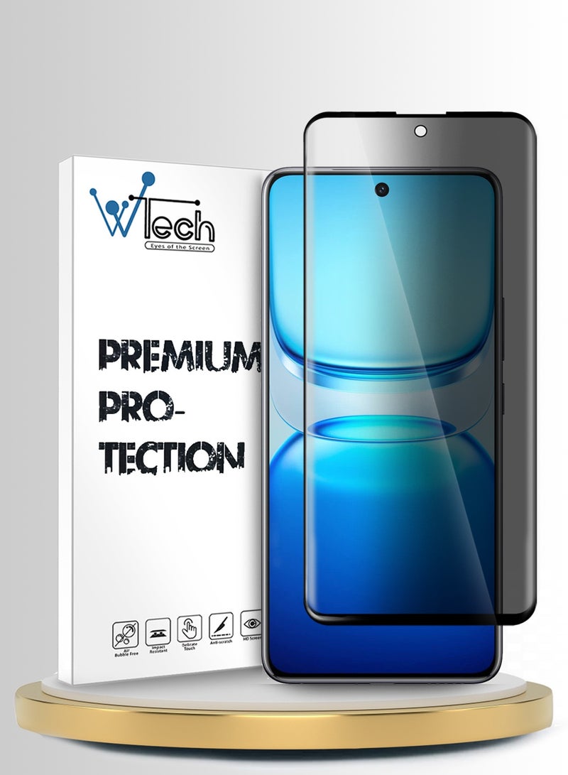 Wtech vivo iQOO Z10 / vivo iQOO Neo 10 5G 2025 Premium Edge-Pro Privacy Full Glue Full Cover Tempered Glass Screen Protector (MSGPCP) - Clear/Black - Image 1